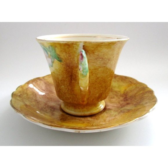 James Kent Longton England Brown Cup & Saucer & Flower Handle #2184 VTG - *READ* - Picture 2 of 14